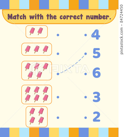 Count and match numbers math worksheet template 84724450