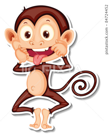 Monkey with teasing face cartoon character sticker 84724452