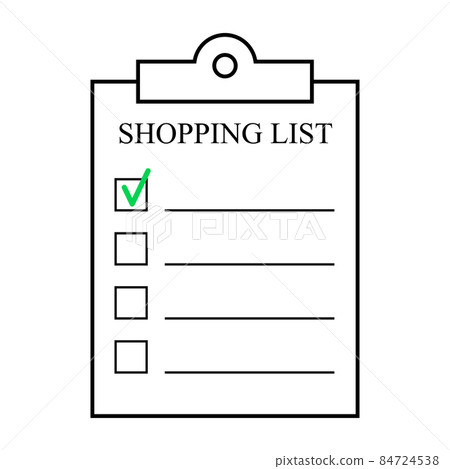 Line icon of shopping list, clipboard paper 84724538