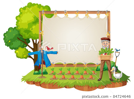 Empty banner template in the farm scene isolated on white background 84724646