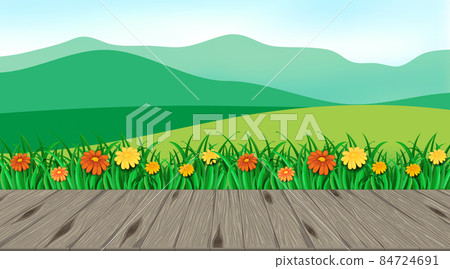 Beautiful outdoor nature scene background view from porch Beautiful outdoor nature scene background view from porch 84724691