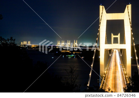 Setoo Bridge seen from Washuzan Observatory Illuminated Kurashiki City, Okayama Prefecture Setoo Bridge seen from Washuzan Observatory Illuminated Kurashiki City, Okayama Prefecture 84726346
