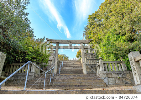 黃昏的岡山縣倉敷市下井只園神社 84726374