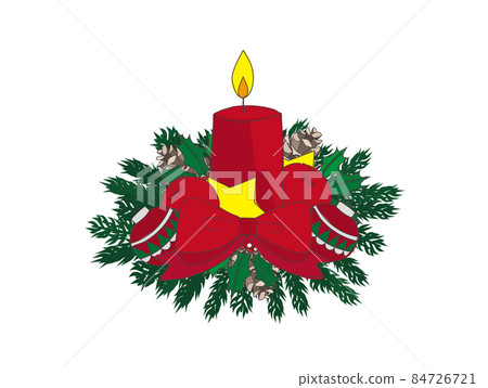 Christmas wreath and big red candle 84726721