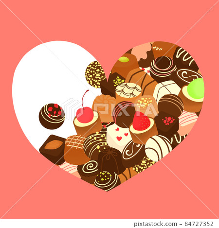 裝滿巧克力的心框 84727352