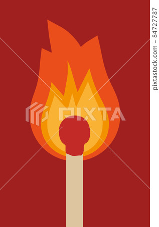 A vector illustration of a burned match on a dark red background. 84727787