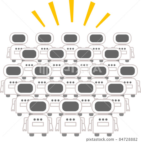 Many robots lined up, mass production 84728882