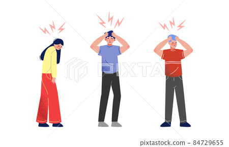 Emotional Teen Boy and Girl Character Feeling Sad and Frustrated Vector Set 84729655