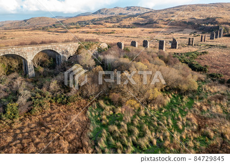 Aerial view of the Owencarrow Railway Viaduct by Creeslough in County Donegal - Ireland 84729845
