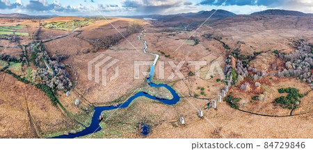 Aerial view of the Owencarrow Railway Viaduct by Creeslough in County Donegal - Ireland 84729846