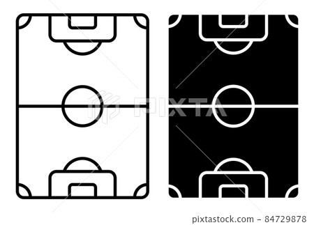 Linear icon. Soccer field markings lines. Outline football playground top view. Sports ground for active recreation. Simple black and white vector isolated on white background 84729878