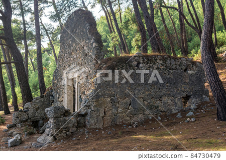 ruins of an ancient Roman building in the forest near the antique city of Phaselis, Turkey ruins of an ancient Roman building in the forest near the antique city of Phaselis, Turkey 84730479