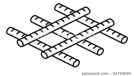 Rebar icon. Wire mesh construction. Wooden cross bars 84730694