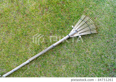 Collect dead leaves that have fallen on the lawn with a Matsuba machine 84731261