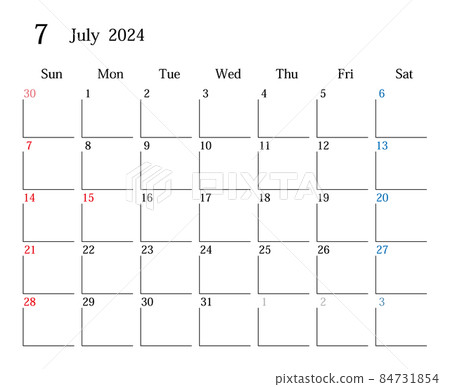 2024 年 7 月,日本日曆 2024 年 7 月,日本日曆 84731854
