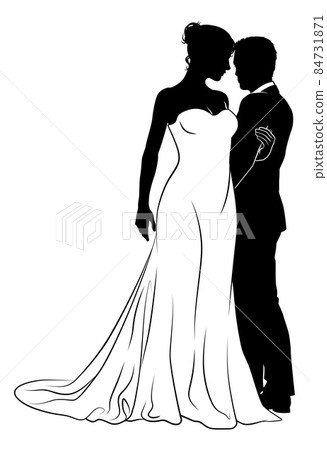 Bride And Groom Couple Wedding Dress Silhouettes 84731871