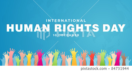 International human rights day background 10 December illustration with colorful hands. for poster, flyer, banner, and symbol of humanity for life 84731944