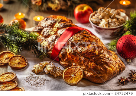 Traditional Slovak and Czech Christmas cake Vianocka - Vanocka. Traditional Slovak and Czech Christmas cake Vianocka - Vanocka. 84732479