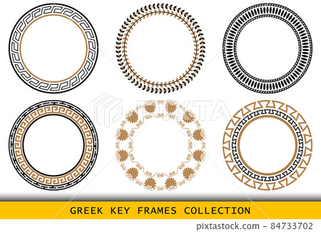 Ancient Greek round frames patterns, set of antique borders from Greece Ancient Greek round frames patterns, set of antique borders from Greece 84733702
