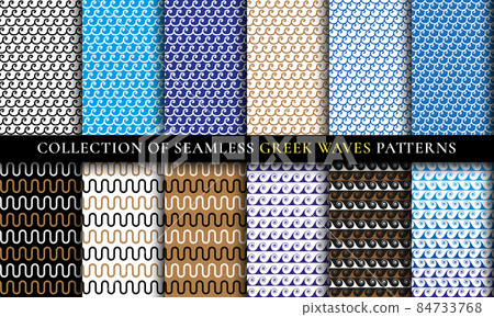 Seamless Waves different patterns set. Aqua design Seamless Waves different patterns set. Aqua design 84733768