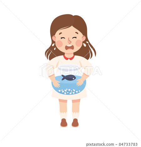 Little Girl with Dead Fish in Bowl Crying Out Loud Feeling Unhappy Vector Illustration Little Girl with Dead Fish in Bowl Crying Out Loud Feeling Unhappy Vector Illustration 84733783