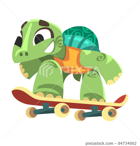Turtle in Sportswear Riding Skateboard Doing Sport Vector Illustration Turtle in Sportswear Riding Skateboard Doing Sport Vector Illustration 84734002