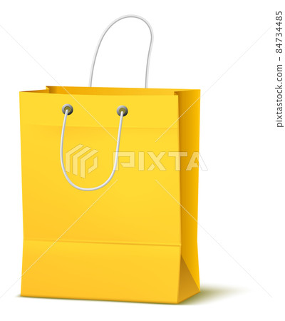 Yellow shopping bag mockup. Realistic purchase package template Yellow shopping bag mockup. Realistic purchase package template 84734485