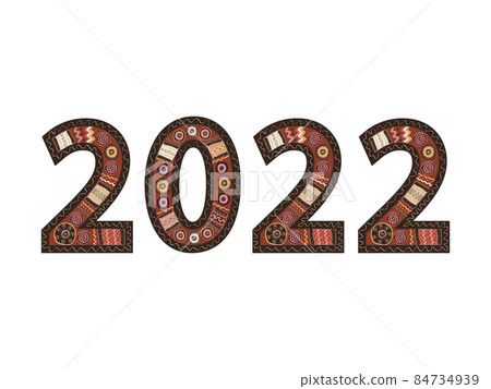 Happy new year 2022. Beautiful drawn numbers. 84734939