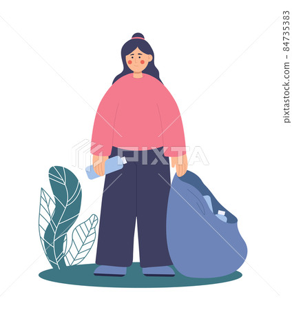 People and garbage. Cleaning city, man woman with bags for waste. Vector illustration EPS10 People and garbage. Cleaning city, man woman with bags for waste. Vector illustration EPS10 84735383