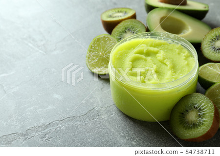 Skin care scrub concept on gray textured background 84738711