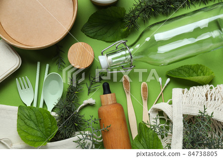 Eco friendly zero waste concept on green background 84738805