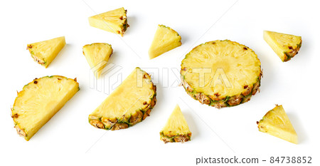 Pineapple pieces isolated on white 84738852