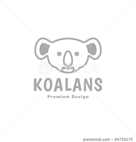 head face animal cute koala gray logo symbol icon vector graphic design illustration idea creative 84739275