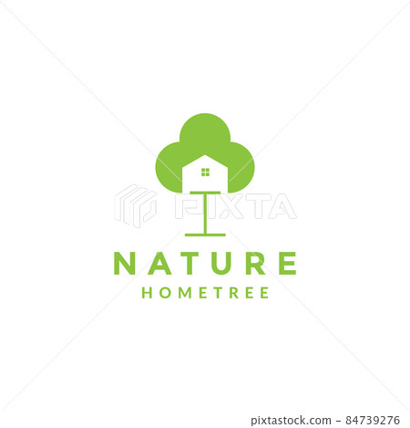 green tree with home bird logo symbol icon vector graphic design illustration idea creative 84739276