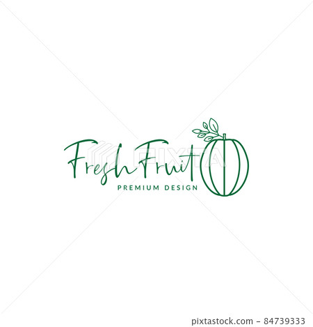 line fresh fruit green simple logo symbol icon vector graphic design illustration idea creative 84739333