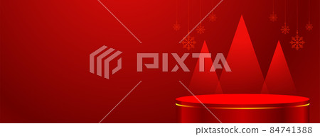 modern red podium web banner with christmas... - Stock Illustration ...