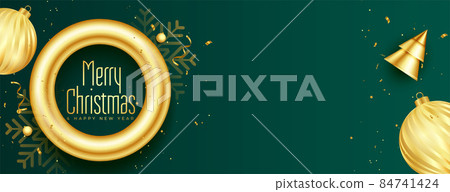 merry christmas realistic golden banner with... - Stock Illustration ...