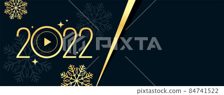 happy new year golden decorative banner with text space and snowflakes 84741522