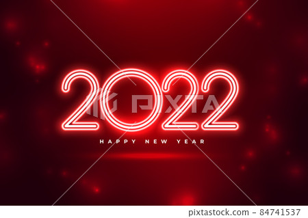 happy new year 2022 red glowing neon greeting card design 84741537