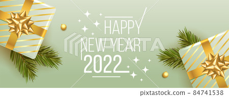 happy new year 2022 realistic banner with gift boxes decoration happy new year 2022 realistic banner with gift boxes decoration 84741538