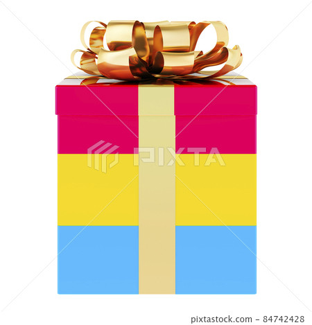 Gift box with pansexual flag, 3D rendering Gift box with pansexual flag, 3D rendering 84742428