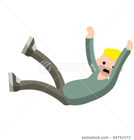 Screaming man falls from height. horror and fear of heights - phobia Acrophobia. 84742572