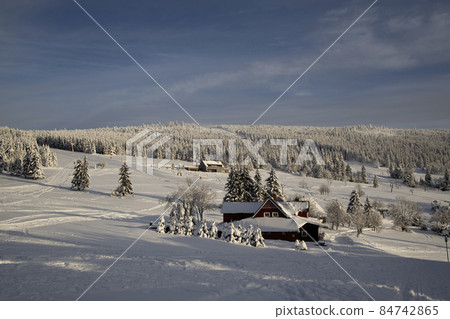 Winter landscape around Mala Upa, Giant Mountains (Krkonose), Eastern Bohemia, Czech Republic 84742865