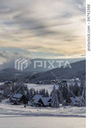 Winter landscape around Mala Upa, Giant Mountains (Krkonose), Eastern Bohemia, Czech Republic 84742866