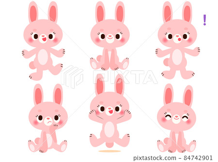 Rabbit expression and gesture illustration set Rabbit expression and gesture illustration set 84742901