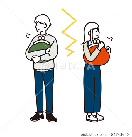 Image illustration of a couple whose values of money do not match Image illustration of a couple whose values of money do not match 84743630