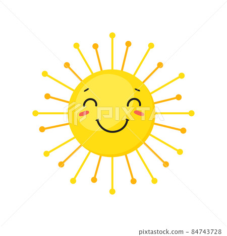 Smiling Sun. Happiness fun sphere, orange energy, vector design 84743728