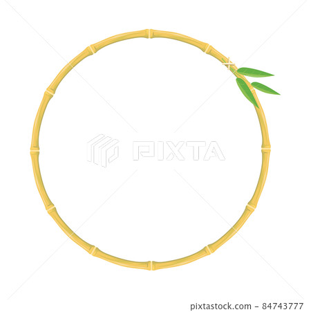 round Bamboo. Rustic old tropical circle frame, vector object 84743777