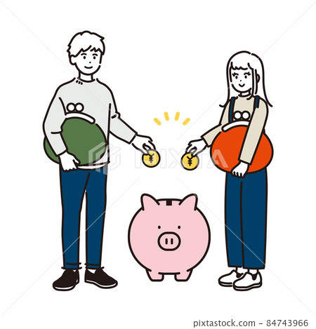 一對夫婦省錢的插圖 一對夫婦省錢的插圖 84743966