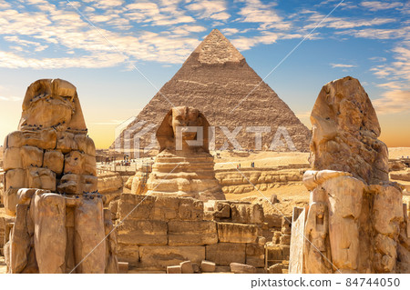 Sphinx of Giza and Colossals by the Khafre Pyramid, Cairo, Egypt Sphinx of Giza and Colossals by the Khafre Pyramid, Cairo, Egypt 84744050